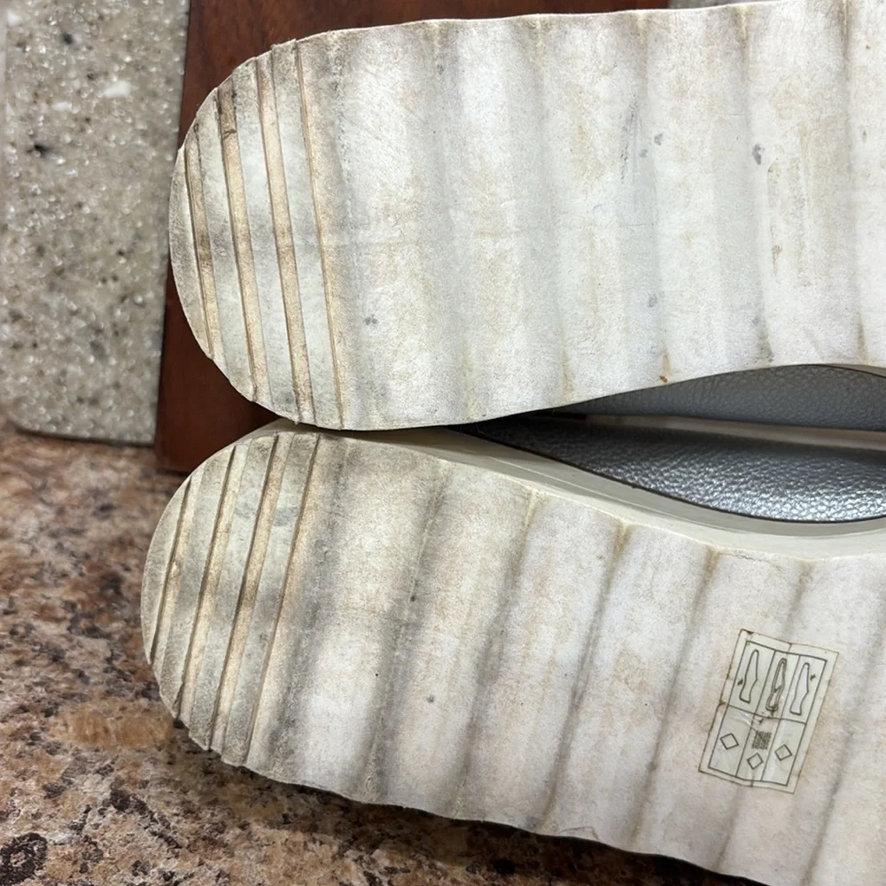 Call It Spring Vegan Silver Wedge Slip On Loafers Size 10 - Picture 6 of 12